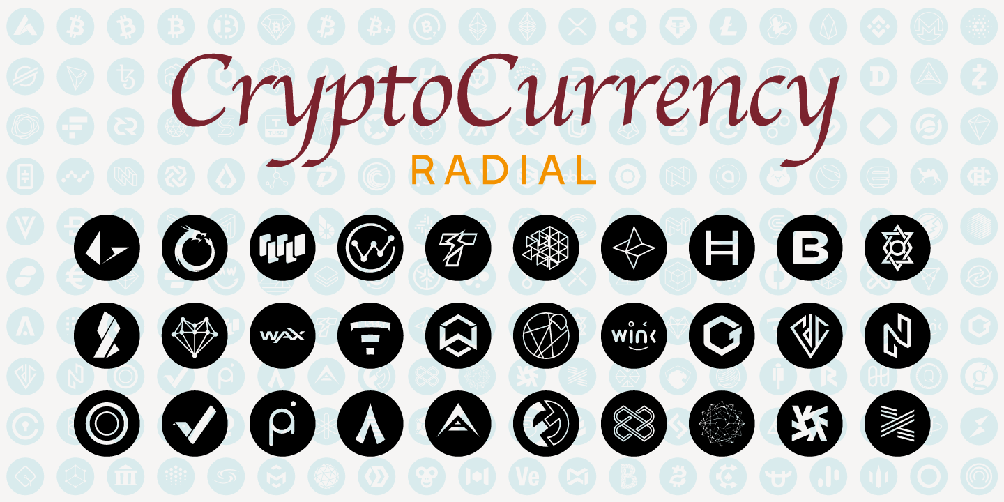 Przykład czcionki Cryptocurrency Radial Line